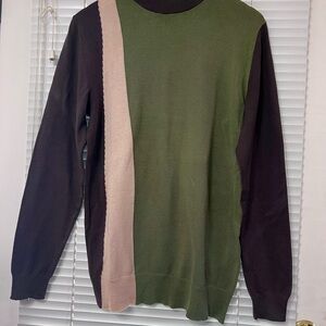 Alfani Men's Olive, Brown and Beige Crewneck Sweater Size Small
